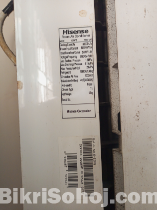 Hisense A/C 1.5 Ton non inverter full fresh Condition.